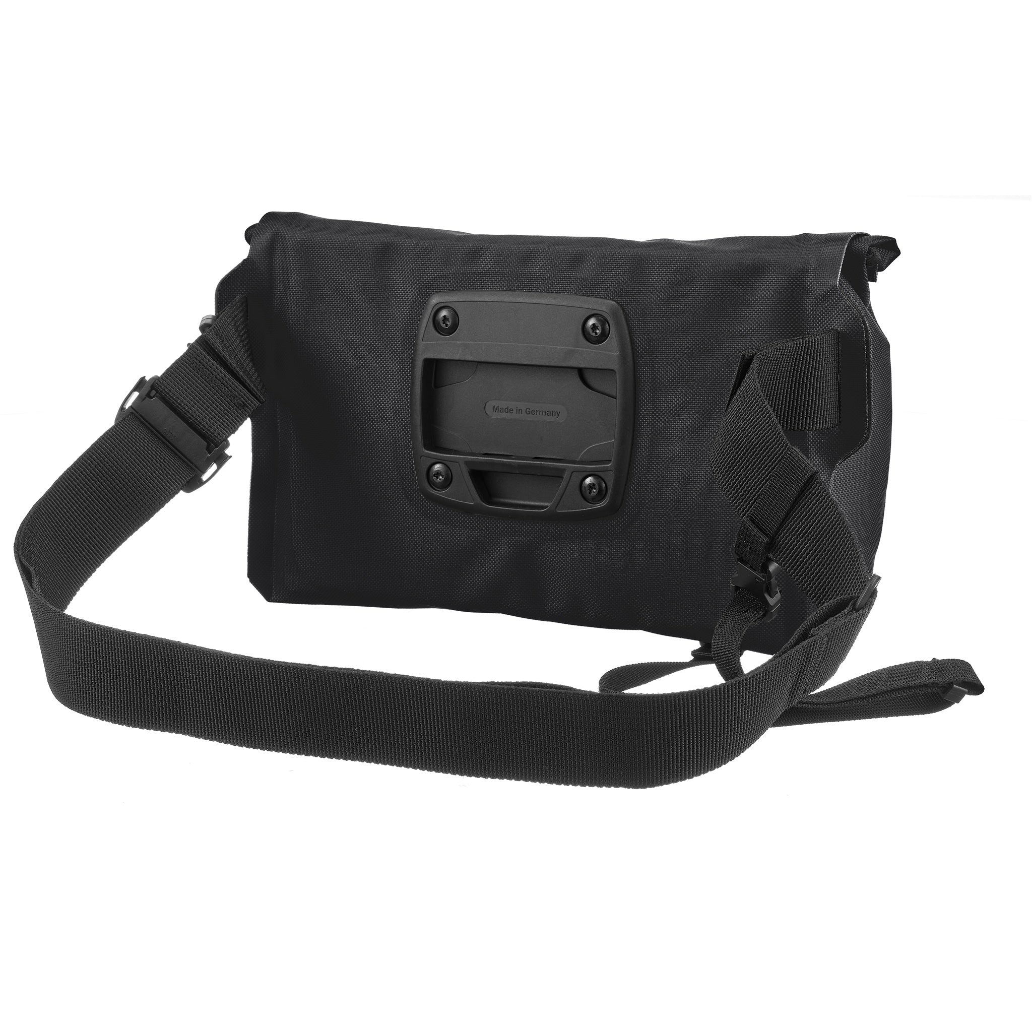 Vista trasera de la ORTLIEB Velo-Sling Flex color black 2.5 Liter con placa y correa