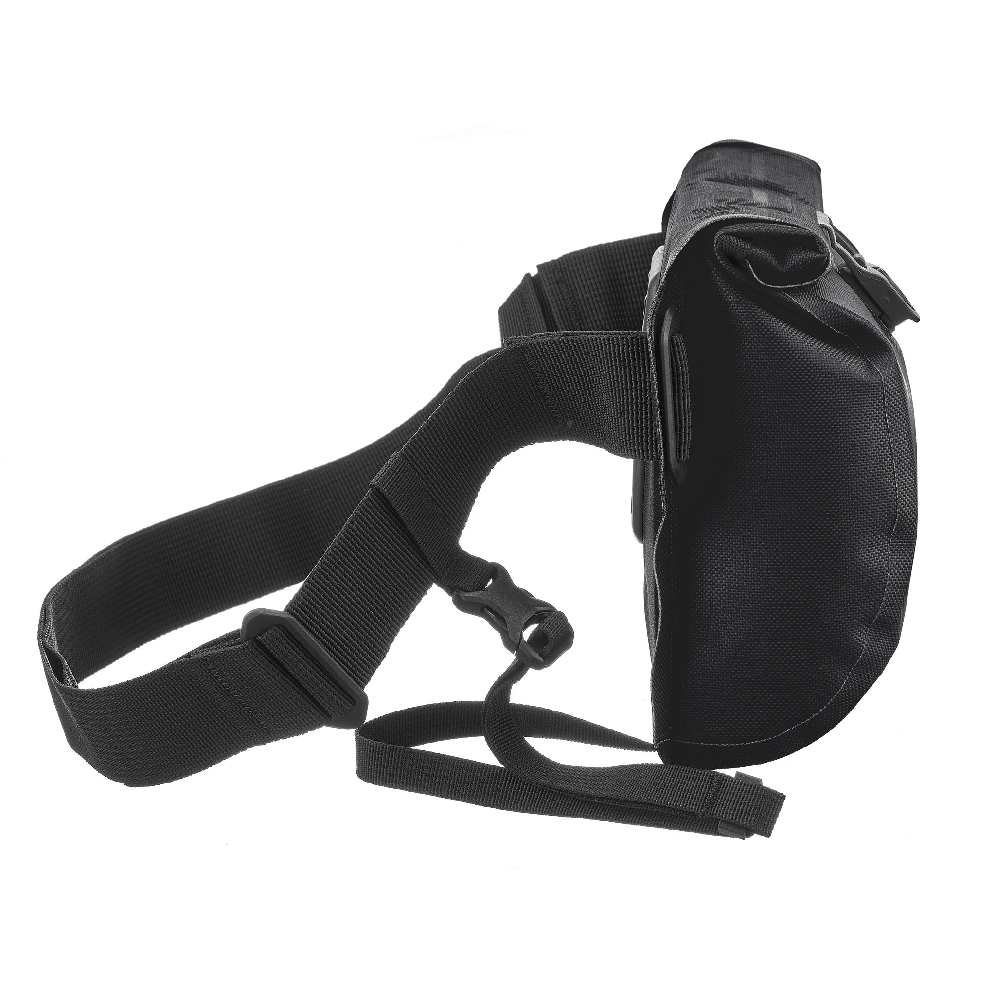 Vista lateral de la ORTLIEB Velo-Sling Flex color black 2.5 Liter con correa ajustable