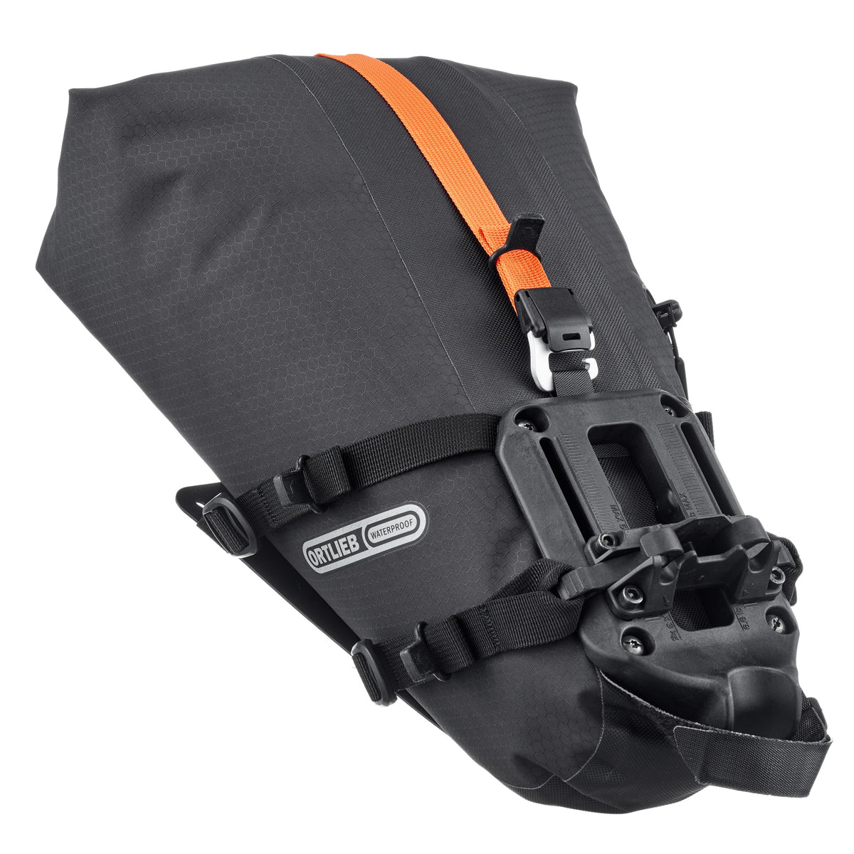 Bolsa de bicicleta ORTLIEB Seat-Pack QR color black-matt vista lateral con cierre enrollable