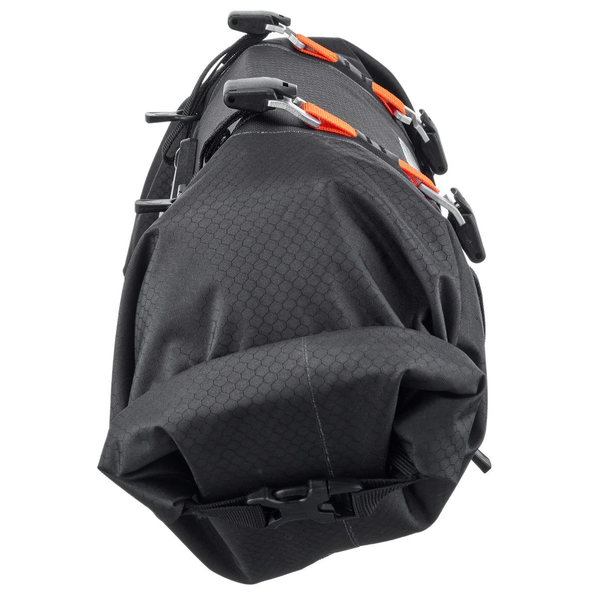 Vista lateral del ORTLIEB Handlebar-Pack Flex color black-matt con cierre enrollable resistente
